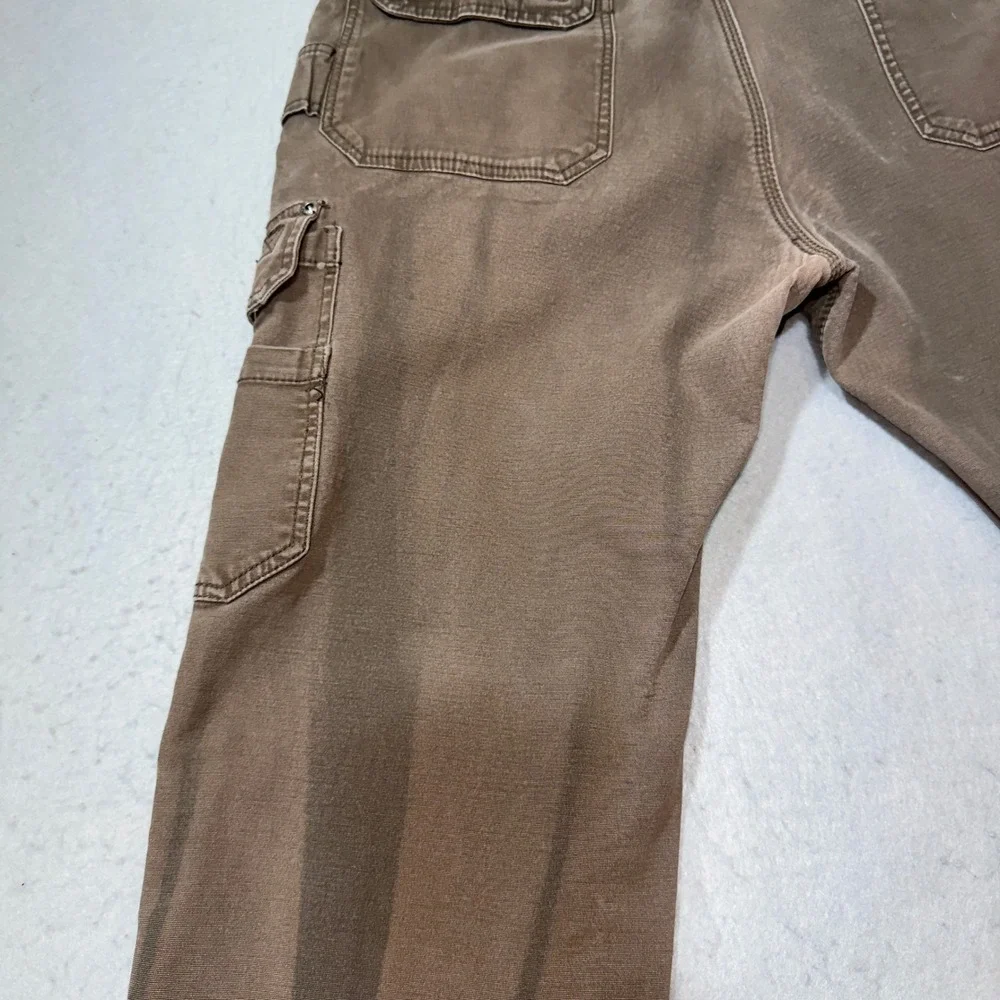 Smith's Workwear Cargo Pants Mens 34x30 Brown Good Fleece Lined Stretch Utility